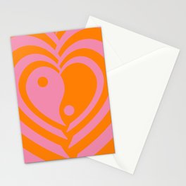 Yin Yang Heart Pattern Retro 70s Style (xii 2021) Stationery Card
