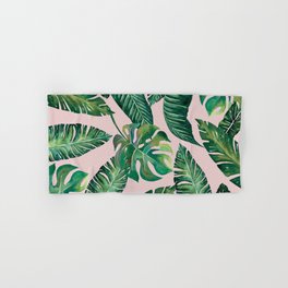Jungle Leaves, Banana, Monstera Pink #society6 Hand & Bath Towel