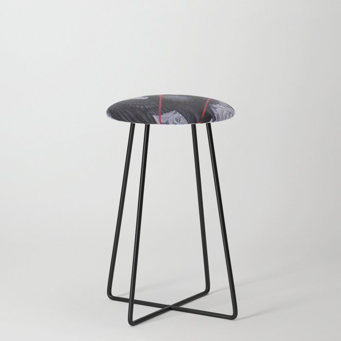 Crow with roses Counter Stool