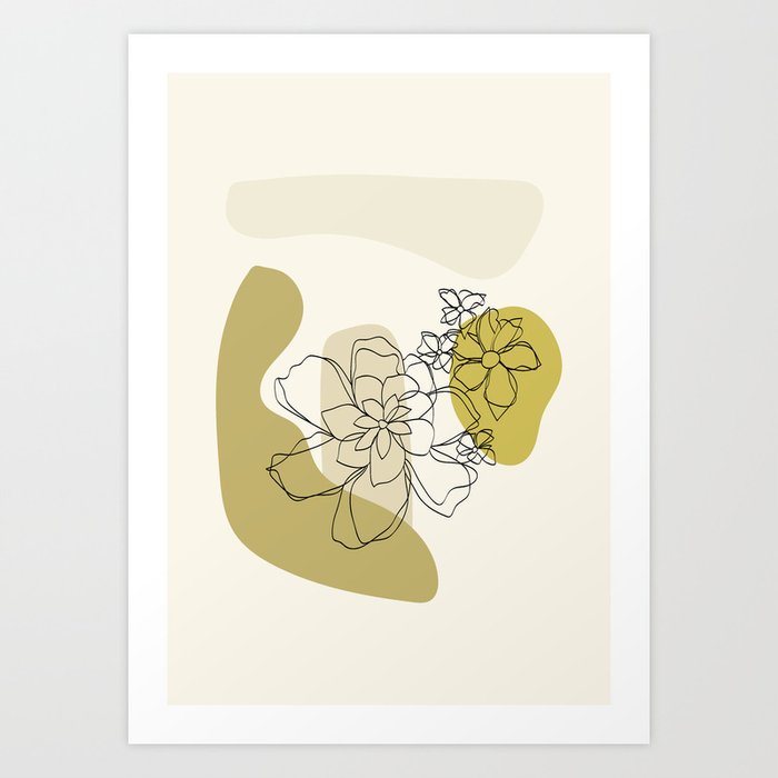 Abstract Floral Black and Gold Art Print