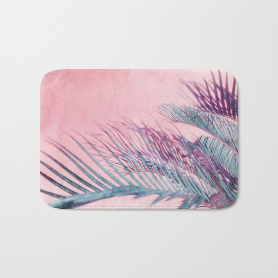 Velvet Pink Palms Bath Mat