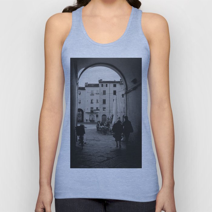 Italian old women walking through a gate| Lucca, Italy | Analog photography black and white art print Tank Top