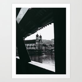 Romantic Luzern, Switzerland | Black-white photo print Art Print