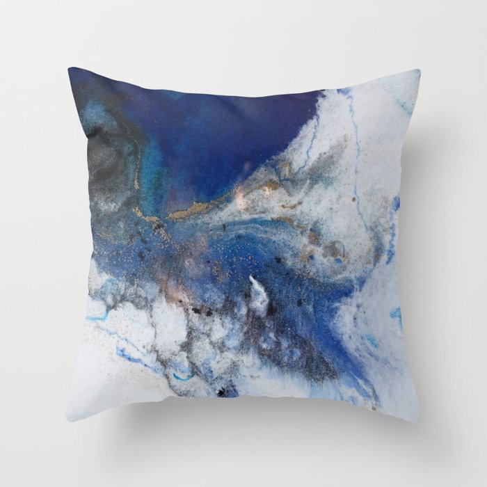 Abstract blue marble Throw Pillow
