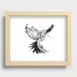 Hummingbird Phoenix Pen and ink Hand drawn design Recessed Framed Print
