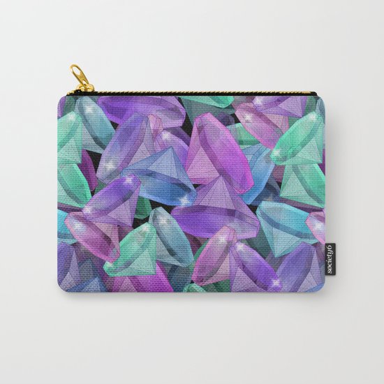Placer precious stones Black background . Diamonds . Carry-All Pouch