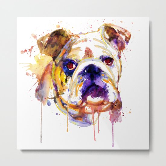 English Bulldog Head Metal Print