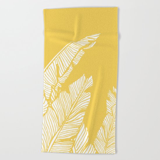 Banana Leaves on Yellow #society6 #decor #buyart Beach Towel