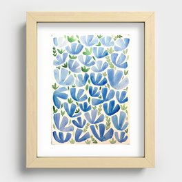Blue Floral Recessed Framed Print