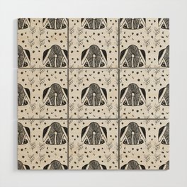 Cottage core Grey Mushroom Polka Dot Pattern-Rustic Pattern Wood Wall Art