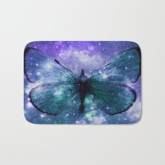 Celestial Butterfly Purple Teal Bath Mat