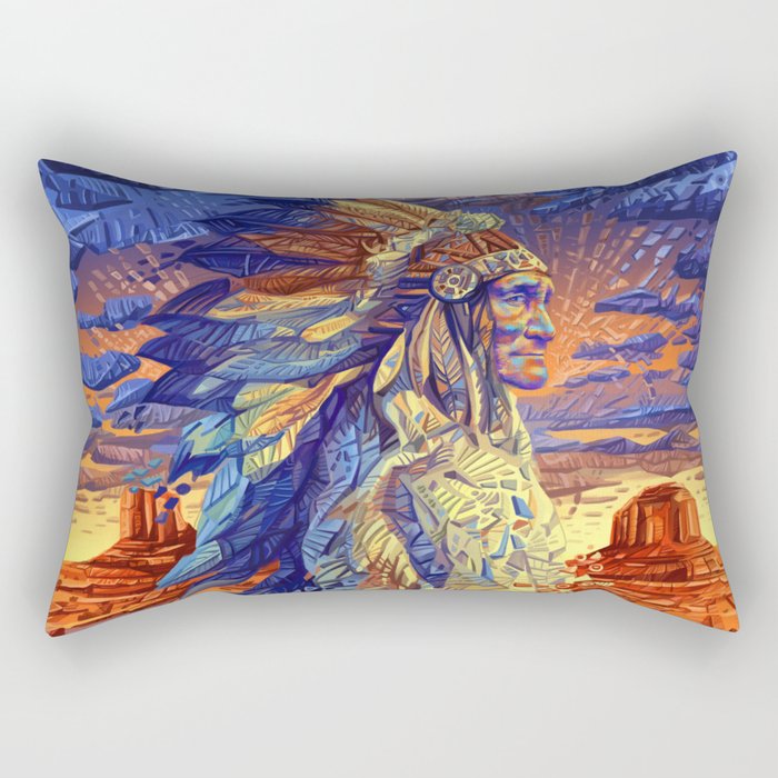 native american colorful portrait Rectangular Pillow