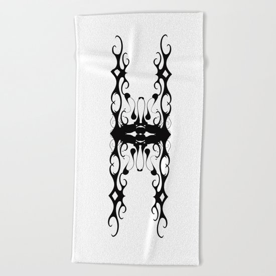 Black and white face ornament Beach Towel