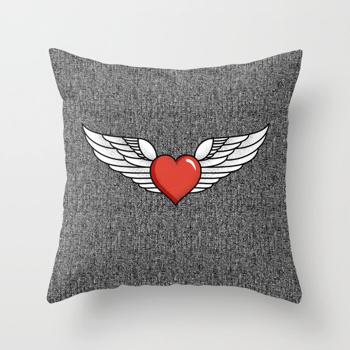 Winged Heart Throw Pillow