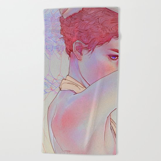 Untitled psychedelic girl drawing Beach Towel