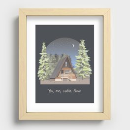 Cabin illustration moon forest Recessed Framed Print