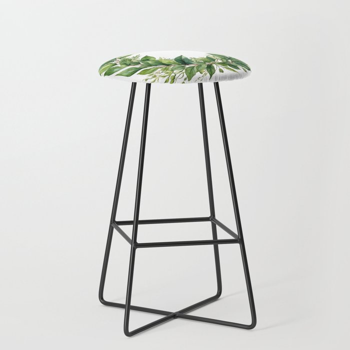 Floral wreath of green leaves Bar Stool
