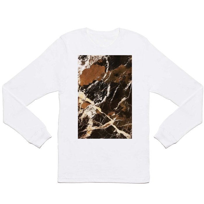 Sienna Brown and Black Marble With Creamy Veins Long Sleeve T Shirt
