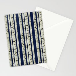 Minimal Birch Tree Forest Midnight Blue Stationery Card