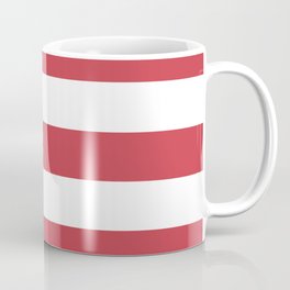 Strawberry red - solid color - white stripes pattern Coffee Mug