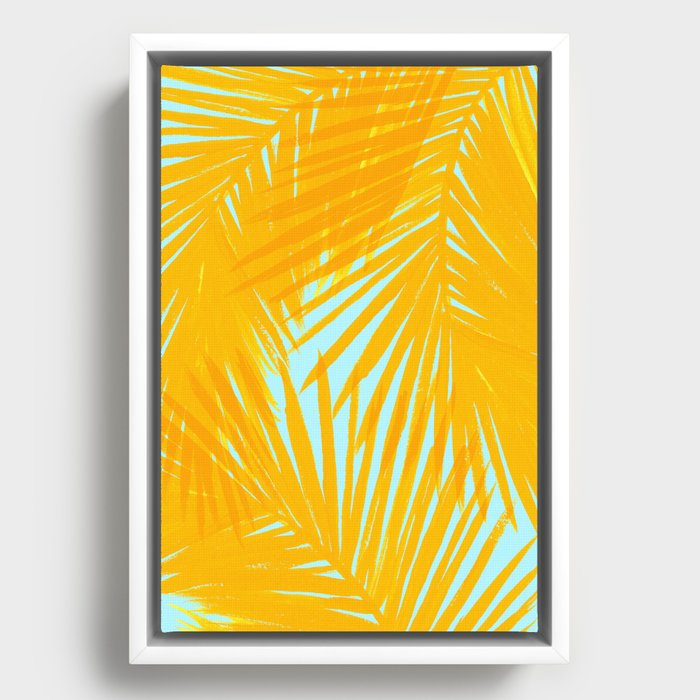 Palms Tangerine & Blue Framed Canvas