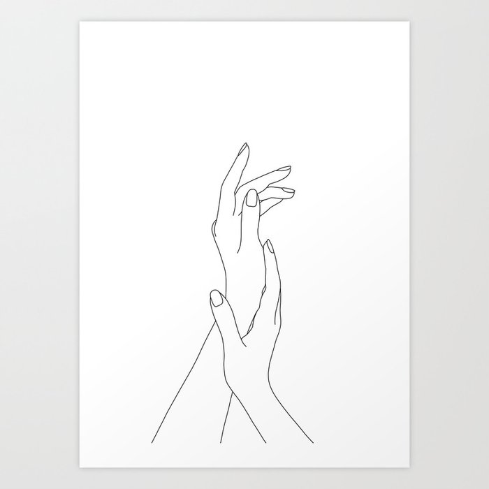 Hands line drawing illustration - Dia Art Print