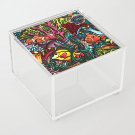 Tropical fish in coral reef painting, colorful under the sea life Acrylic Box