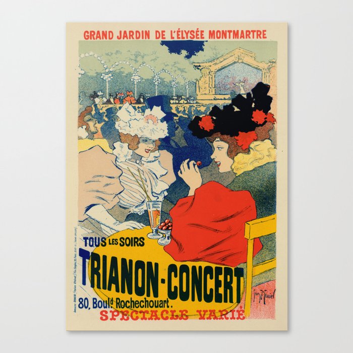 Trianon Concert Montmatre Vintage Advertising Illustration Canvas Print