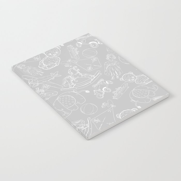 Light Grey and White Toys Outline Pattern Notebook