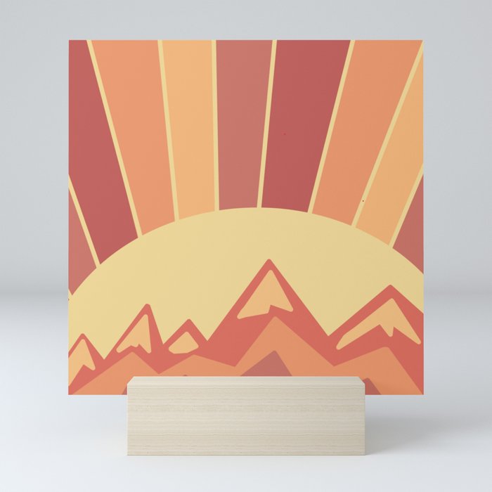 Golden Sunset Mountain Art Mini Art Print