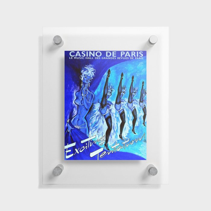1920's Cabaret Art Deco vaudeville flapper can-can showgirls review vintage advertisement poster in blue Floating Acrylic Print