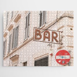 Bar Sign in Rome | Pastel Color Building Art Print | Street Architecture Travel Photography in Italy Jigsaw Puzzle