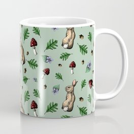 Woodland Oak Bunnies - Sage Green Coffee Mug