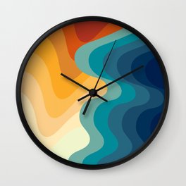 Retro 70s and 80s Color Palette Mid-Century Minimalist Nature Ripple Waves Wall Clock