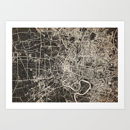 Bangkok map ink lines Art Print
