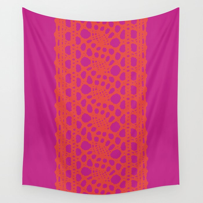 Lace in orange and pink Wall Tapestry