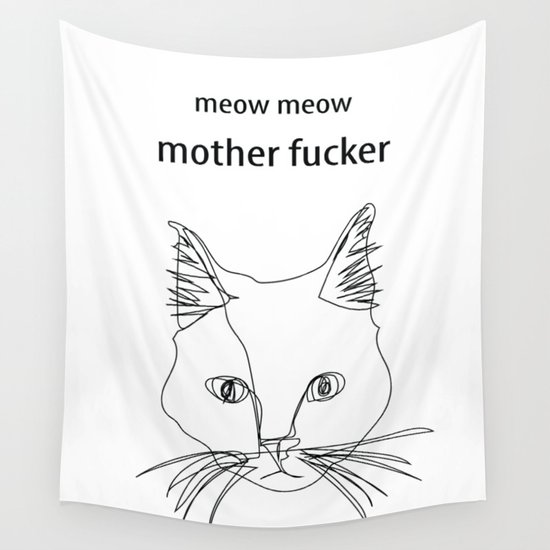 Cat Face Line Drawing Wall Tapestry By Chelseymuttz Society6