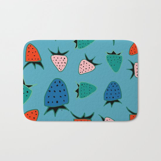 strawberry blue Bath Mat