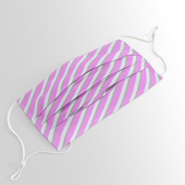 [ Thumbnail: Dark Sea Green, Violet, and Lavender Colored Lines/Stripes Pattern Face Mask ]