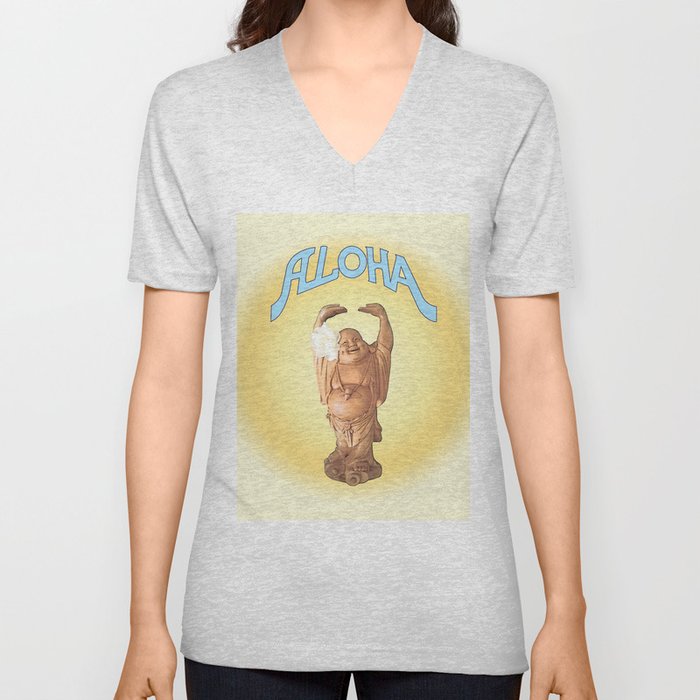 Aloha Buddha V Neck T Shirt