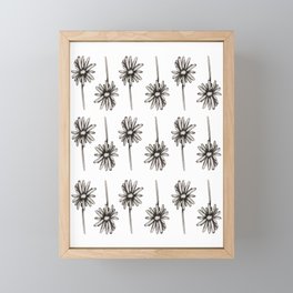 Speckled Daisy Black and White Print Framed Mini Art Print