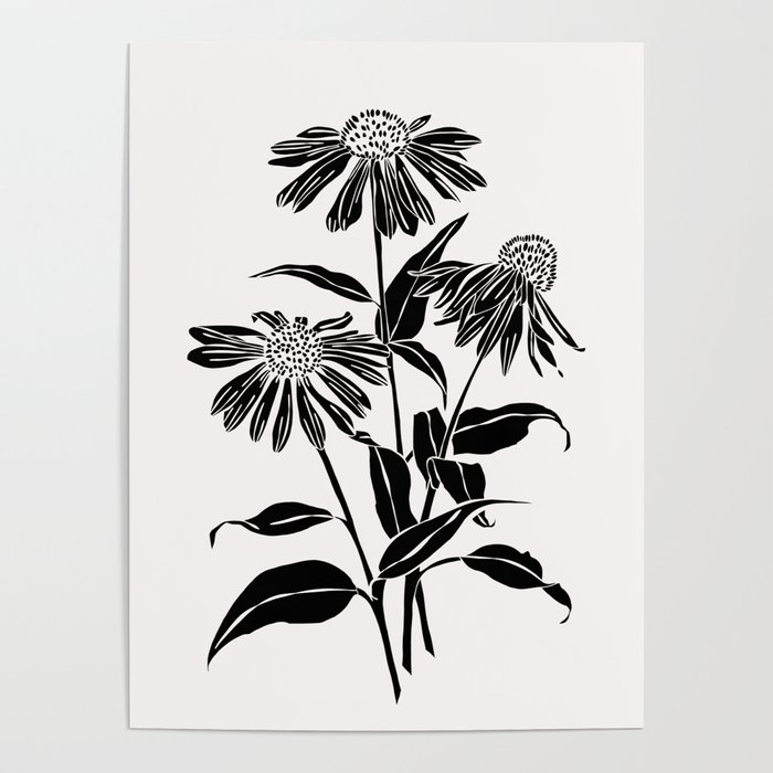 Flower Silhouette Poster - Black flowers 