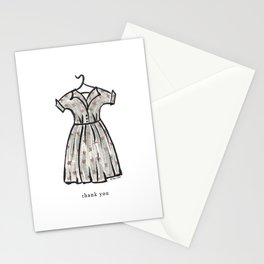Vintage Grey Floral Dress Thank You Stationery Cards