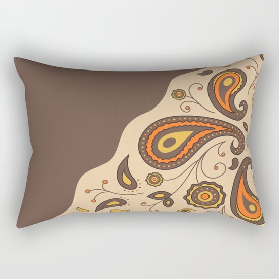 Paisley Brown Pattern Rectangular Pillow
