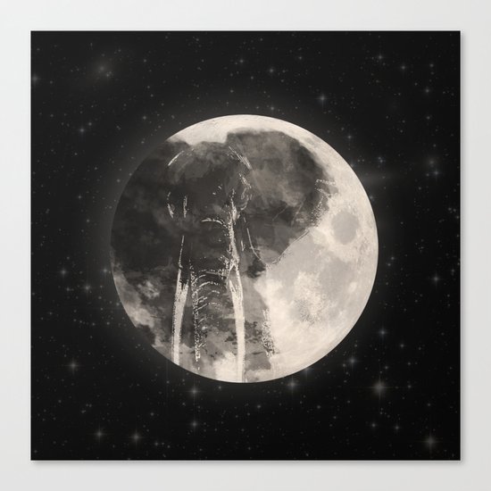 The Elephant in The Moon Canvas Print