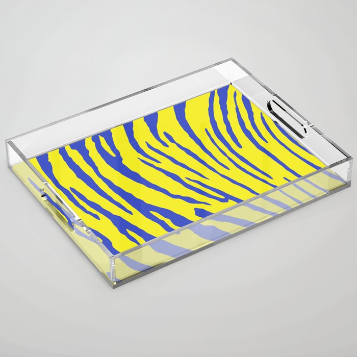 Tiger Stripes Yellow Blue Acrylic Tray