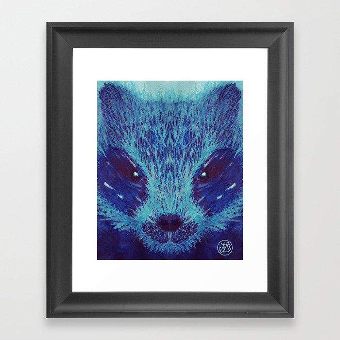 Blue Honey Badger Framed Art Print