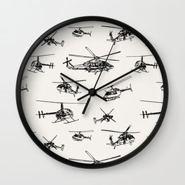 Helicopters on Linen White Wall Clock