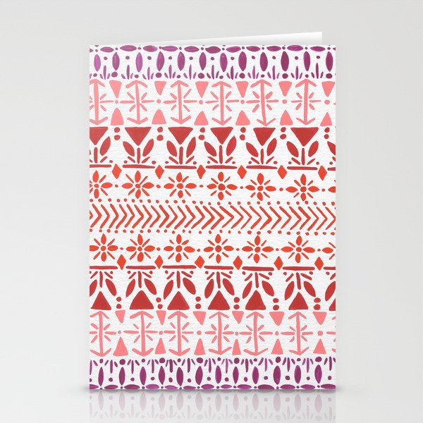 Norwegian Pattern – Reds & Corals Stationery Cards