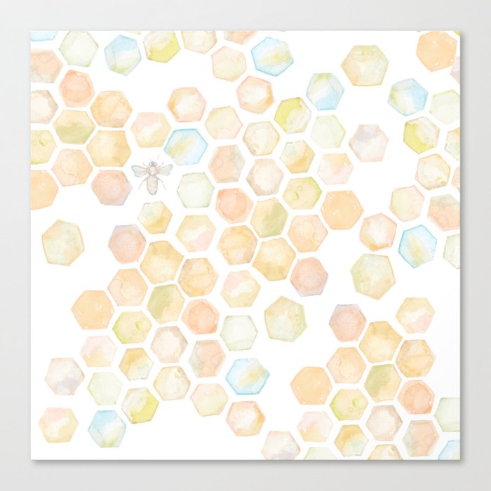 Bee and honeycomb watercolor Canvas Print